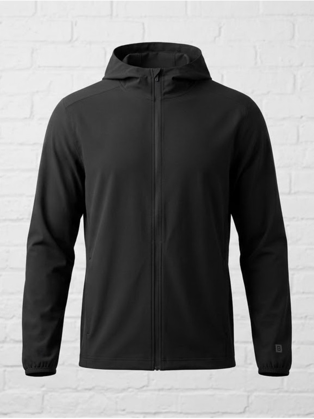 Layer 8 Mens Medium Full Zip Hooded Jacket Windbreaker Black Quick Dry Running M